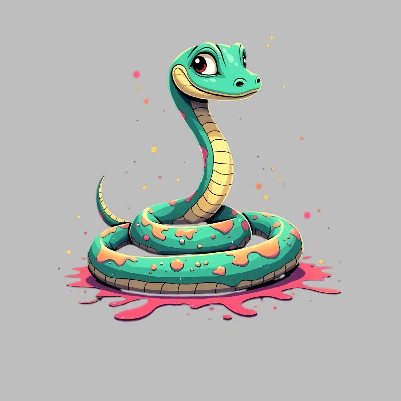 Serpent sarcelle avec des éclaboussures de peinture