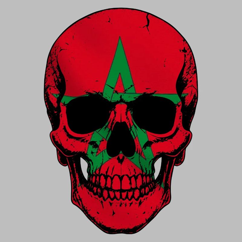 Moroccan Skull - Crâne avec le drapeau du Maroc
