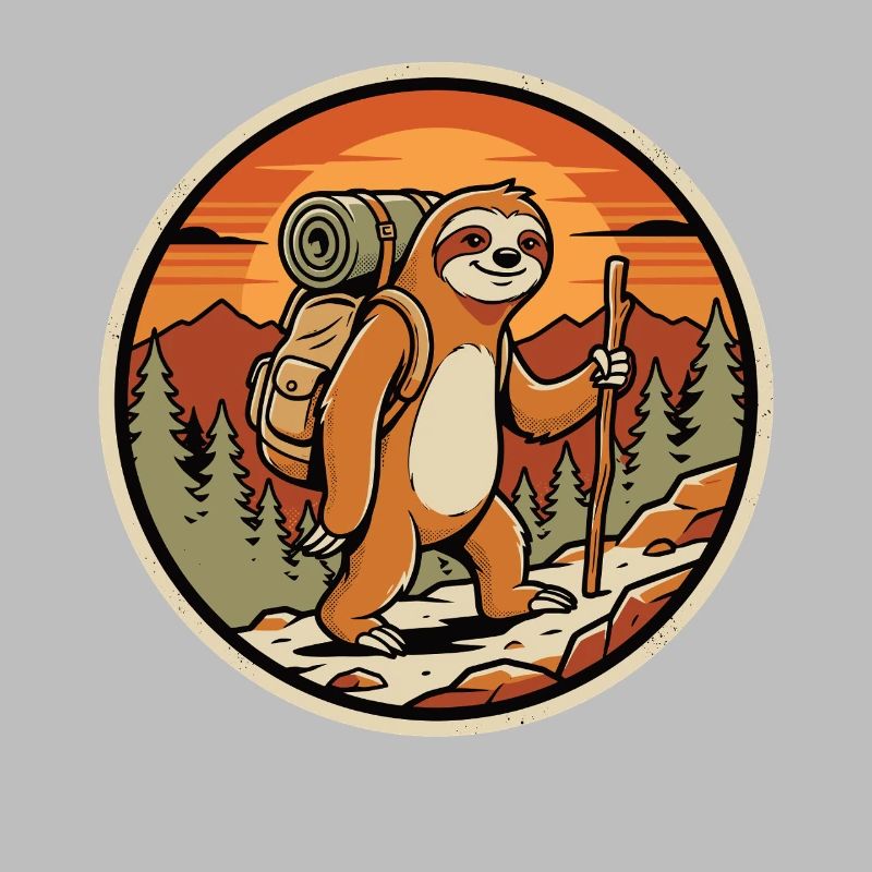 Sloth Wanderer Retro Badge