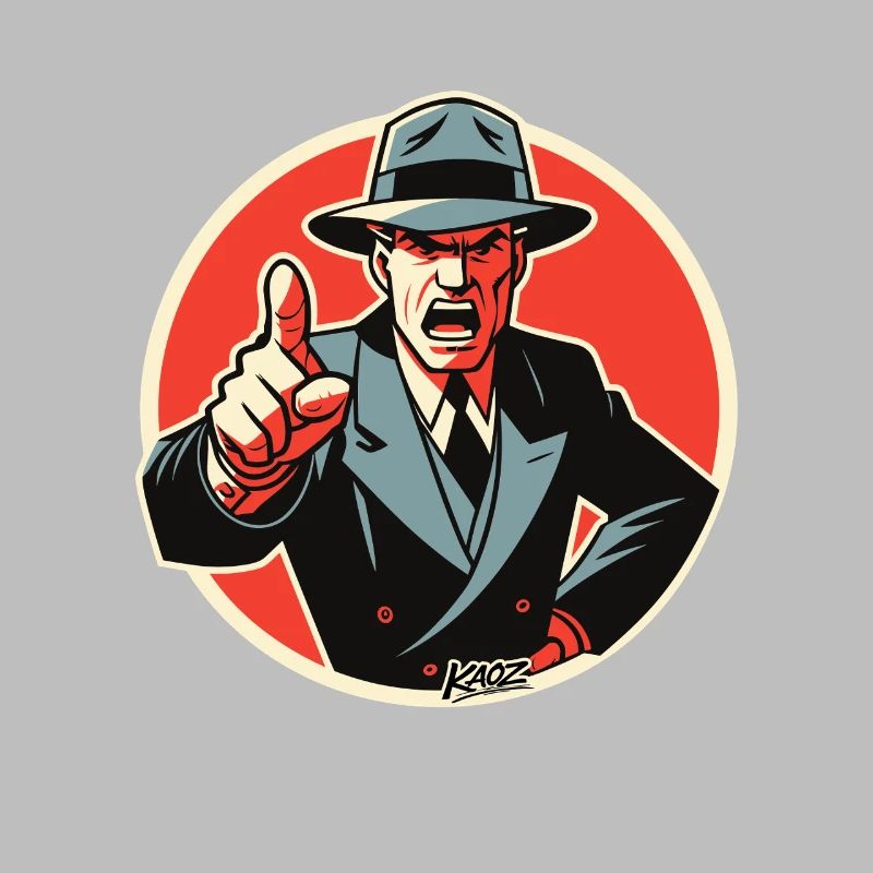 Retro Noir Mobster dapper dude Pointing