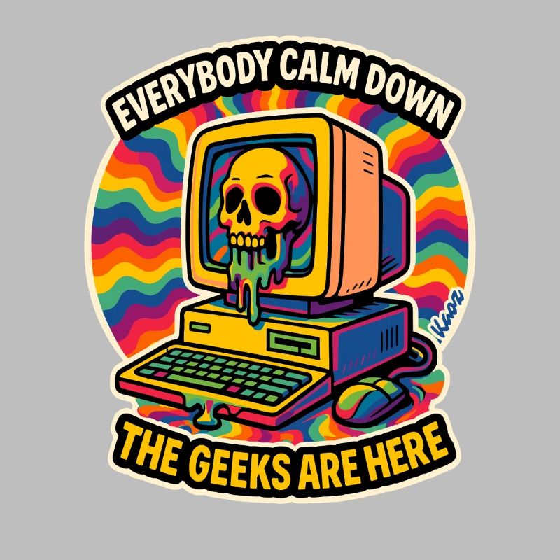 Geeks Are Here Retro Skull Computer