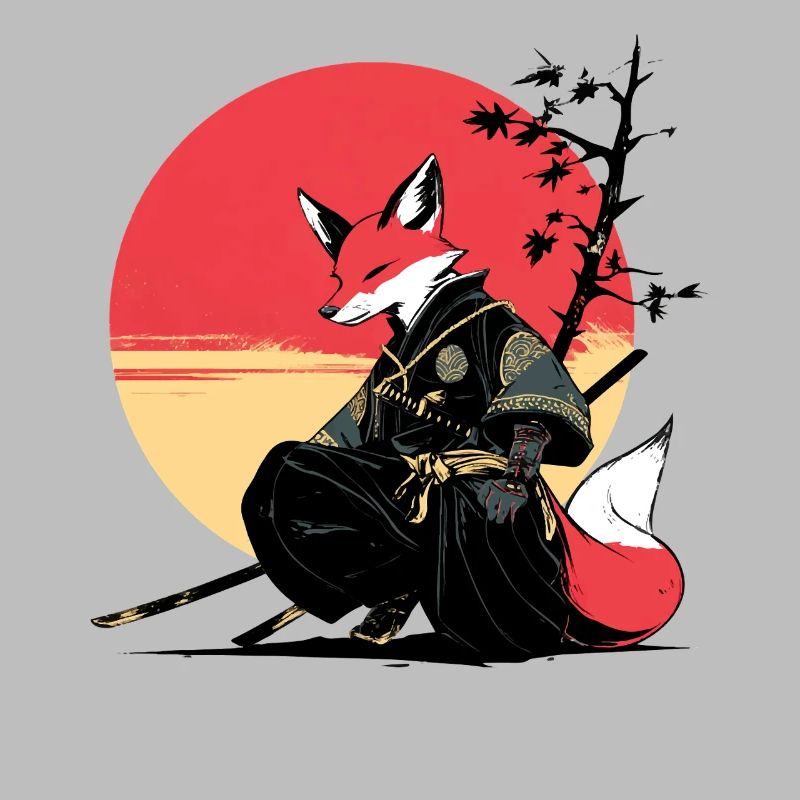 Fox Samurai au coucher du soleil