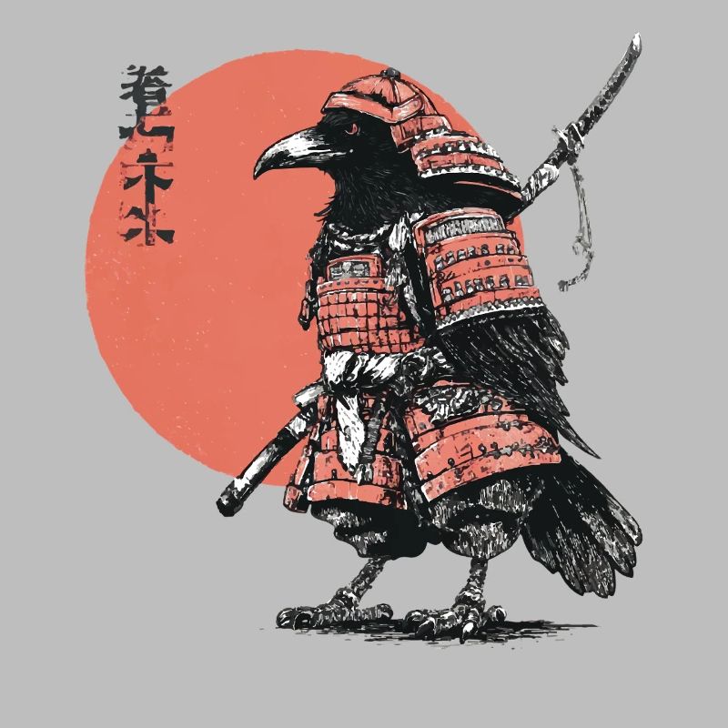 Samouraï Corbeau en Armure Coucher de soleil