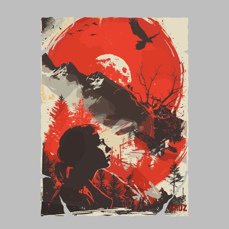 Red Moon Wilderness Silhouette