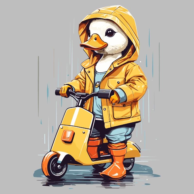 Cute duck with roller