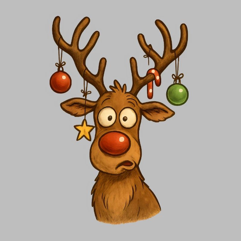 Reh mit Weihnachtskugeln
