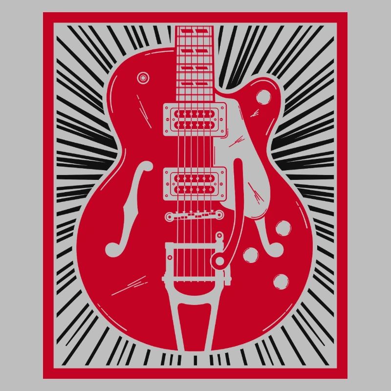 Explosion de silhouette de guitare rétro rouge