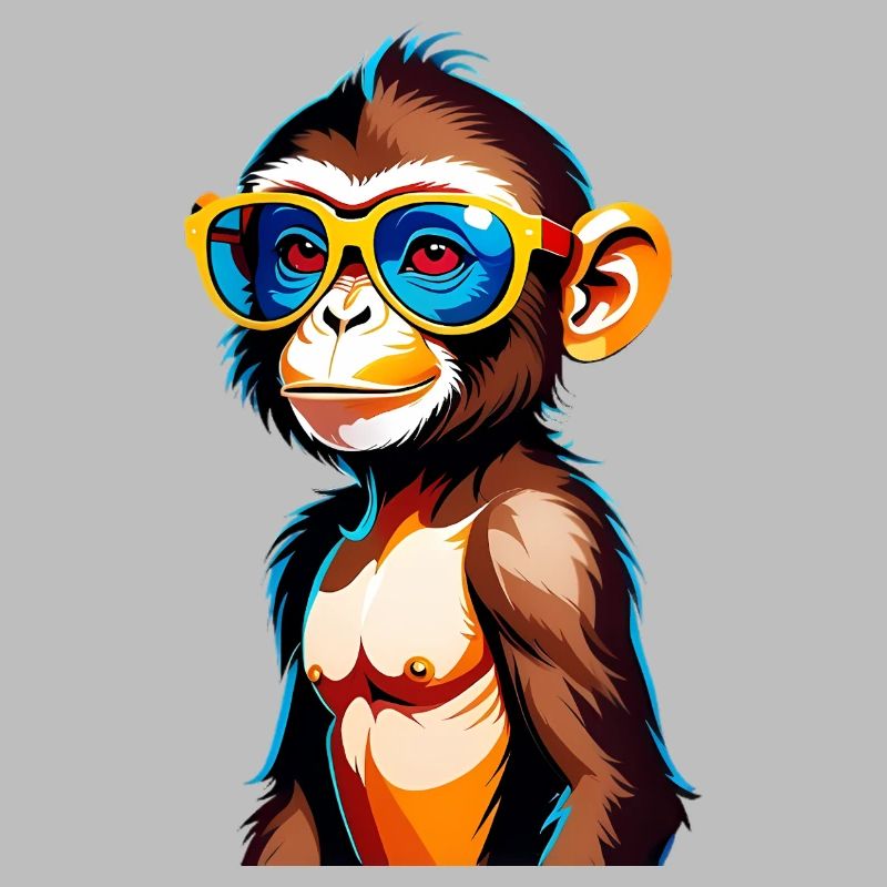 Kunterbunter Affe mit Retro-Sonnenbrille