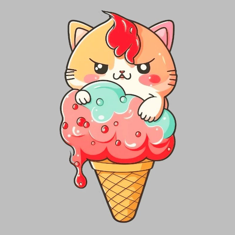 Süßer Katzen-Eiscreme-Print