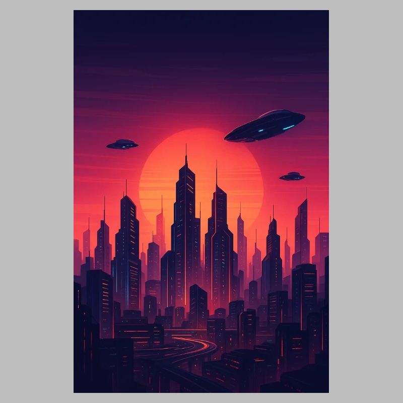 Red Sunset Skyline Future