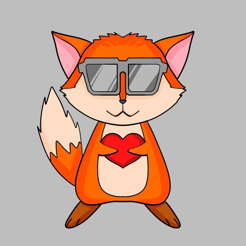 Fuchs mit Sonnenbrille und Herz