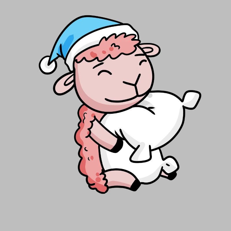 Sheep with pillow and sleeping cap