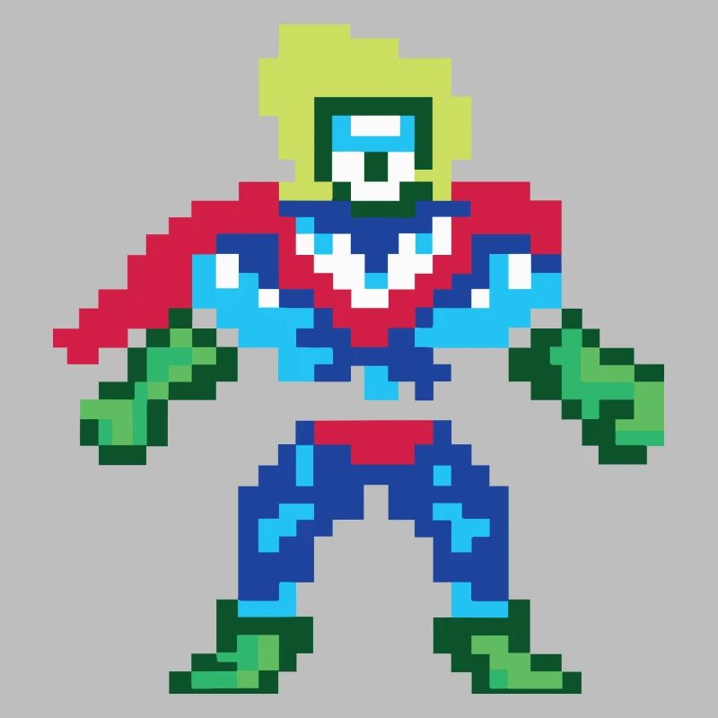 Pixel Art Superheld – Männlicher Held