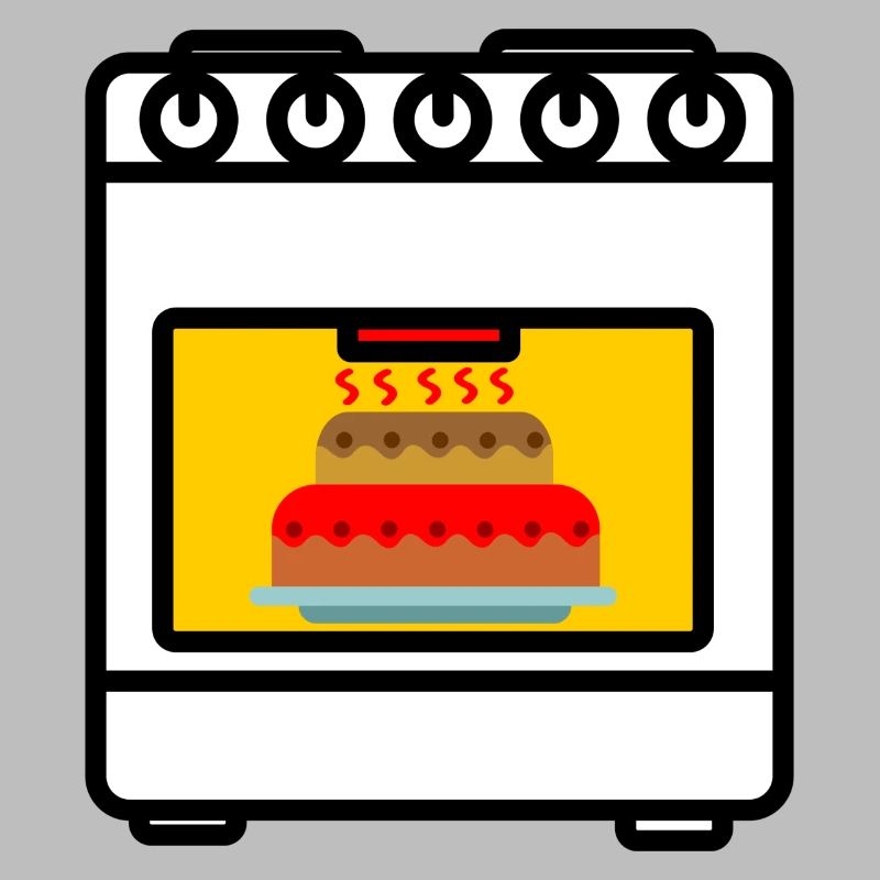 Oven with cake