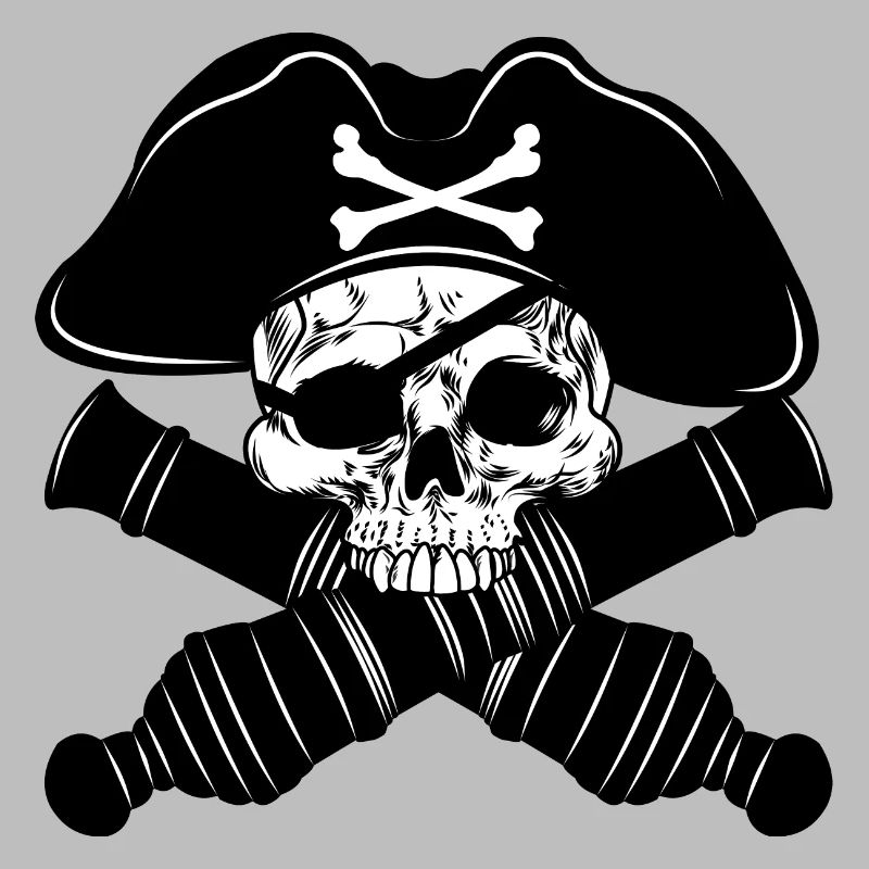Pirate skull with two cannons