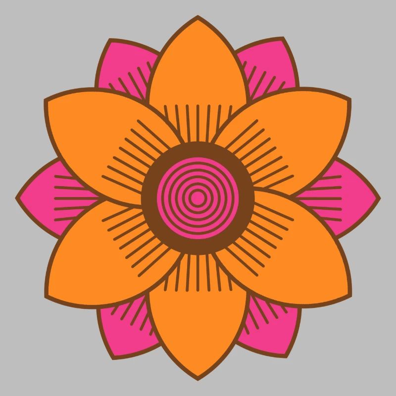 Style rétro du milieu du siècle Rose et Orange Fleur