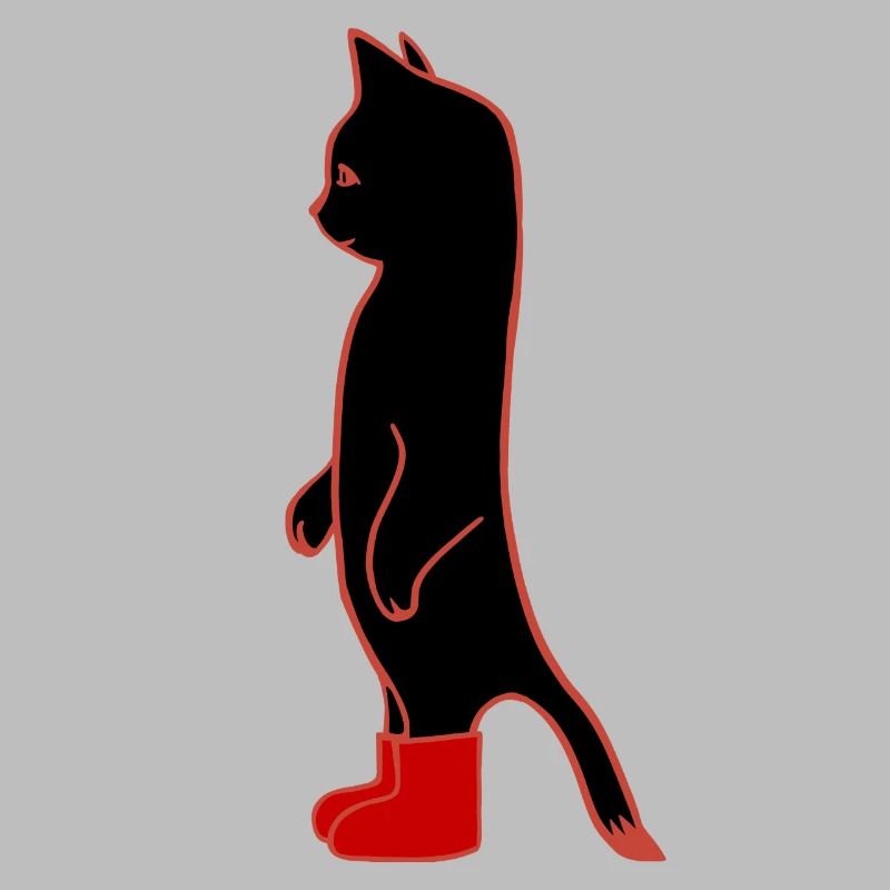 Black Cat with Red Boots