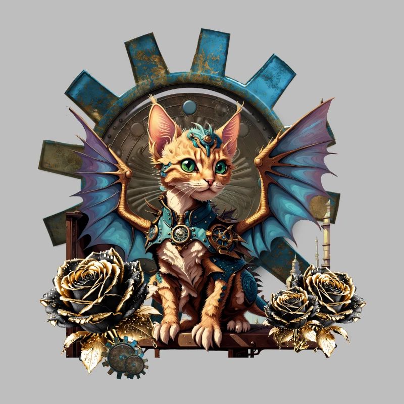 Wunderbare Fantasy-Steampunk-Katze.