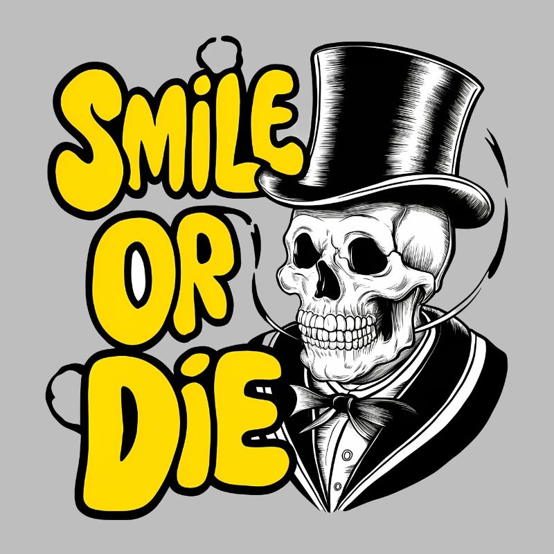 Gothic Skeleton with Hat and Color Text
