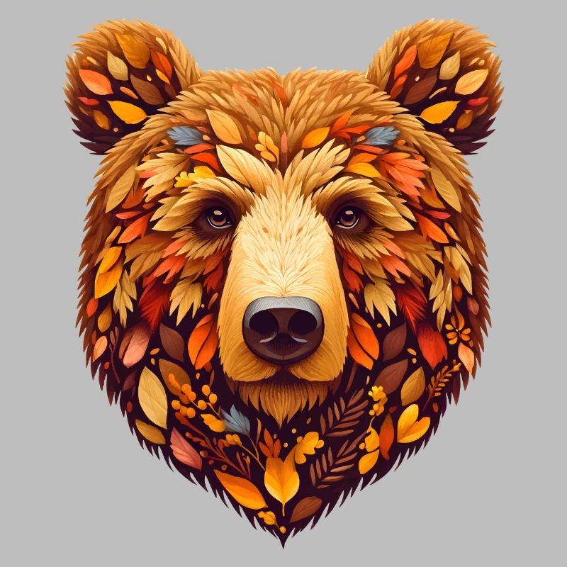 Brown bear, designed from different leaves