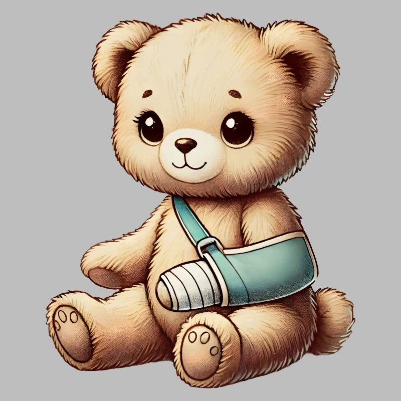 Teddy bringt Trost - Kuscheltier mit Gipsarm