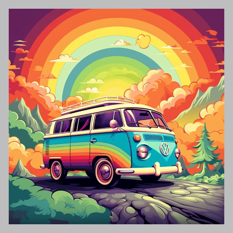 Rainbow Bus Retro Trip
