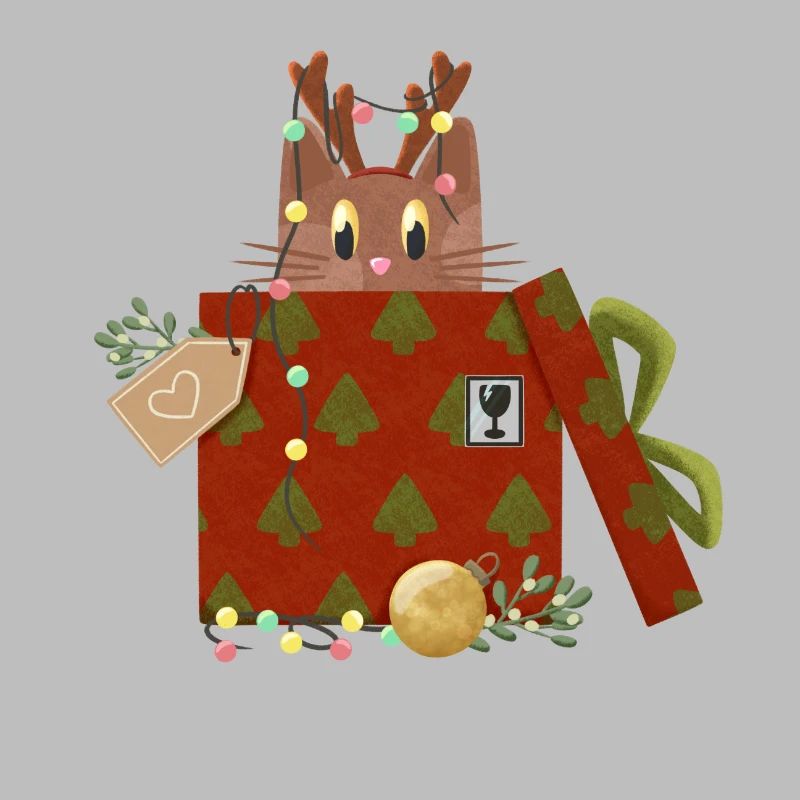 Katze in Weihnachtsgeschenk