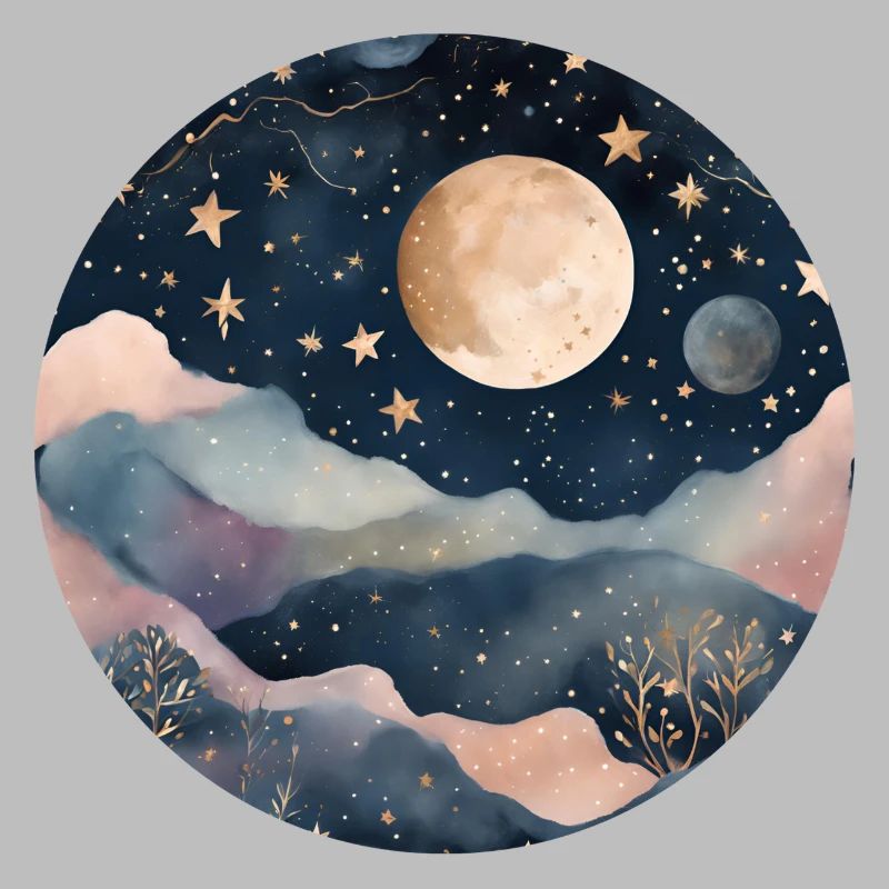 Moonlit Dreamscape Over Pastel Peaks