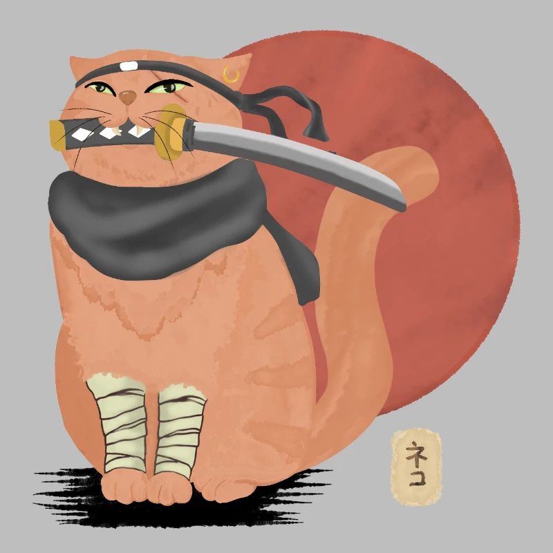 Chat samouraï avec Katana