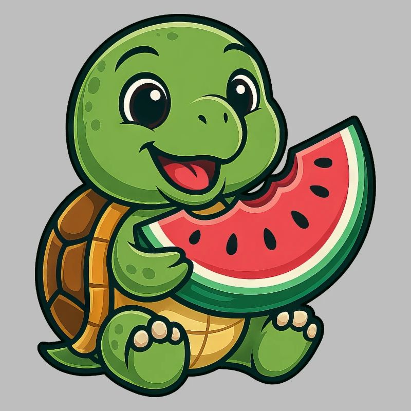 Cute turtle with melon summer design