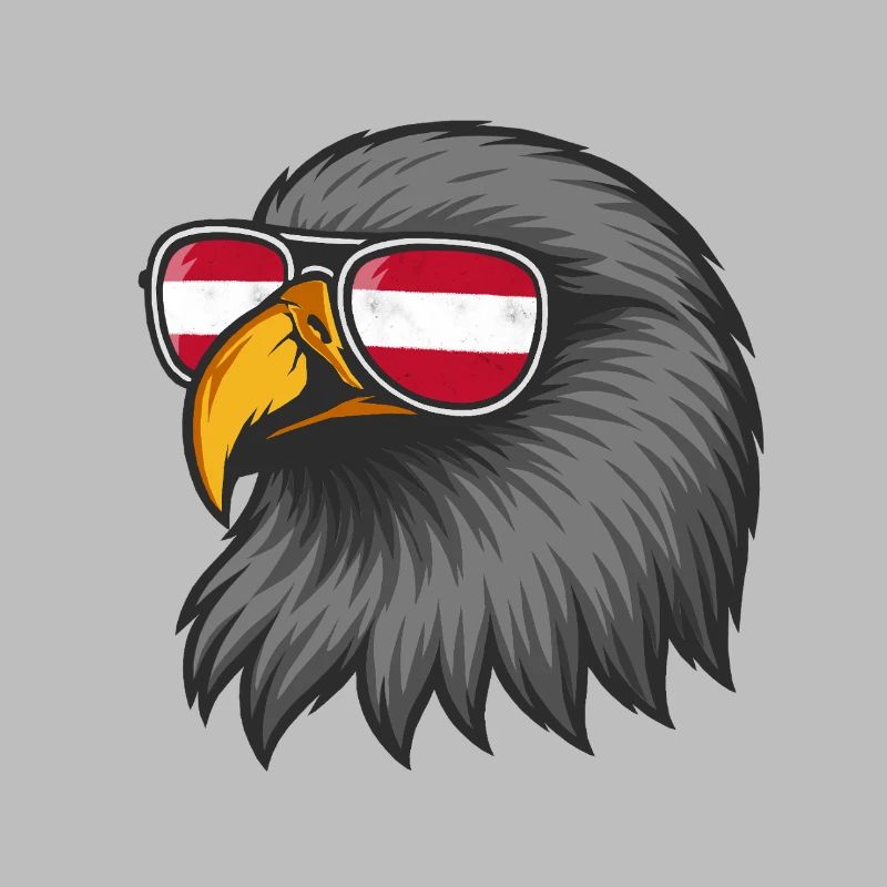 Austrian eagle with flag in glasses