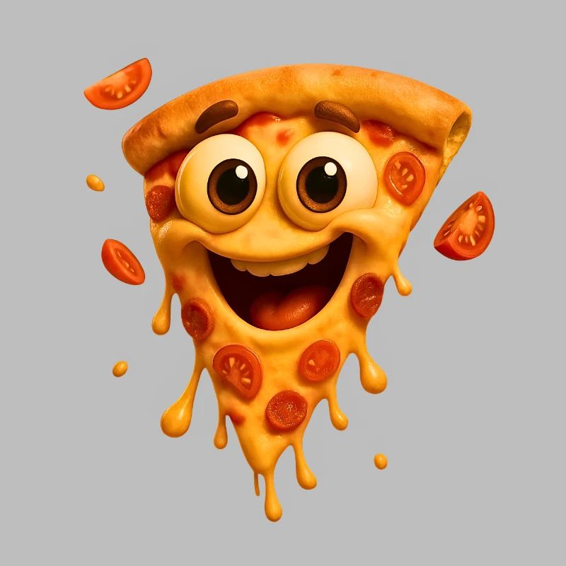 Illustration de visage de pizza heureuse