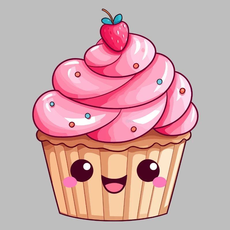 Conception mignonne de cupcake tourbillon de fraises