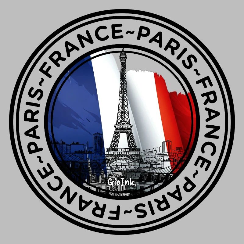 French Flag and Eiffel Tower Illustration