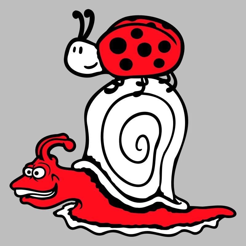 Escargot 2 Amis Coccinelle Équipe Rapide Mignon