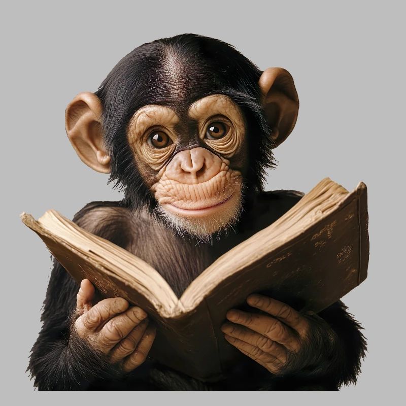 Inquisitive monkey with book