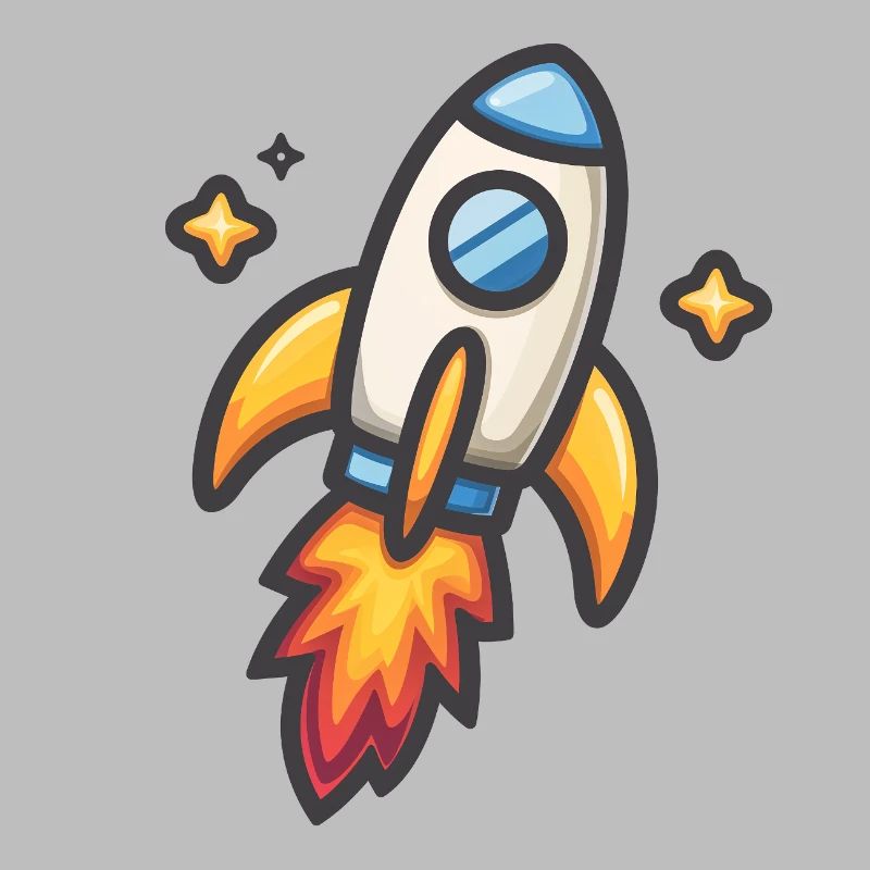 Rocket Launch Cartoon Design