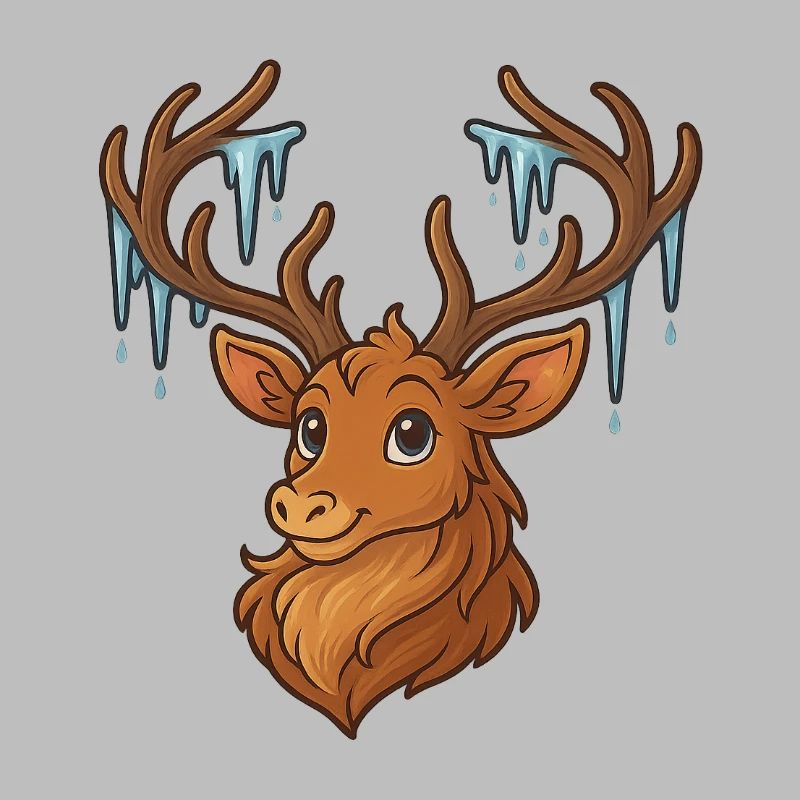 Winter deer with icicles