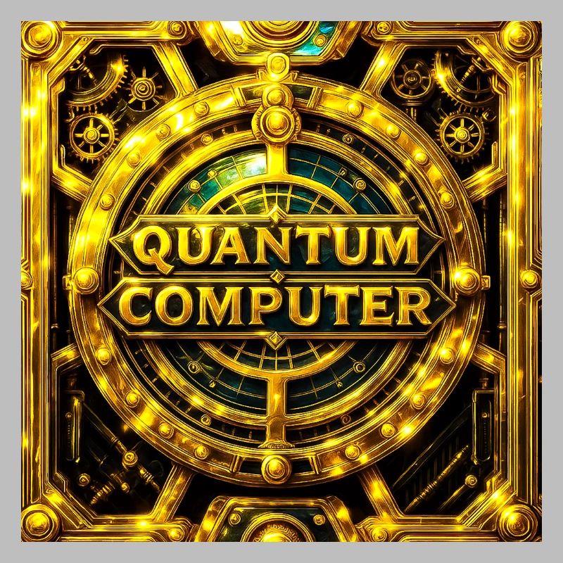 Golden Quantum Computer Emblem