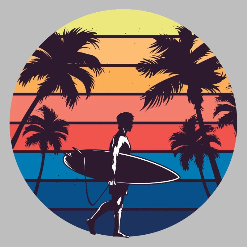 Silhouette du Surfeur Couchant de Soleil