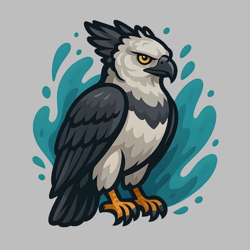 Harpy eagle with turquoise spray