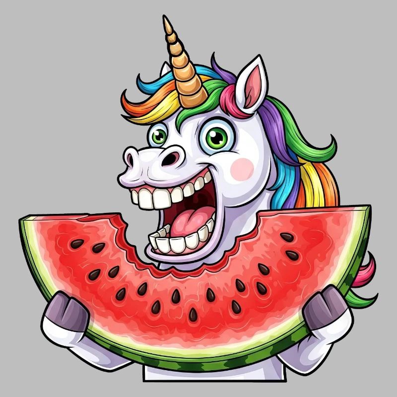 Süßes Einhorn mit Wassermelone Regenbogen Sommer