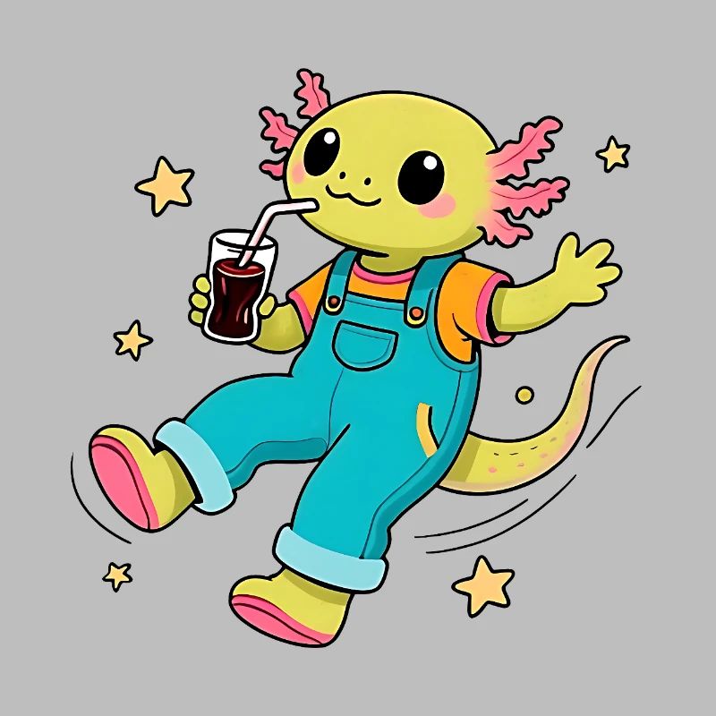 Axolotl joyeux flottant dans l'espace