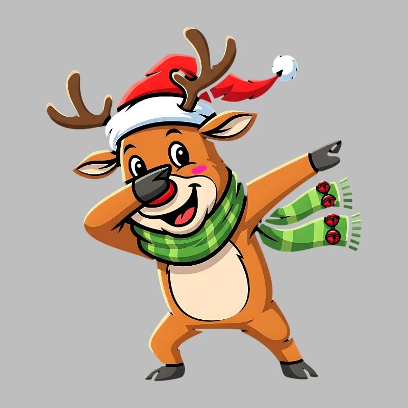 Dessin animé de dab de noël avec le renne en pose Dab
