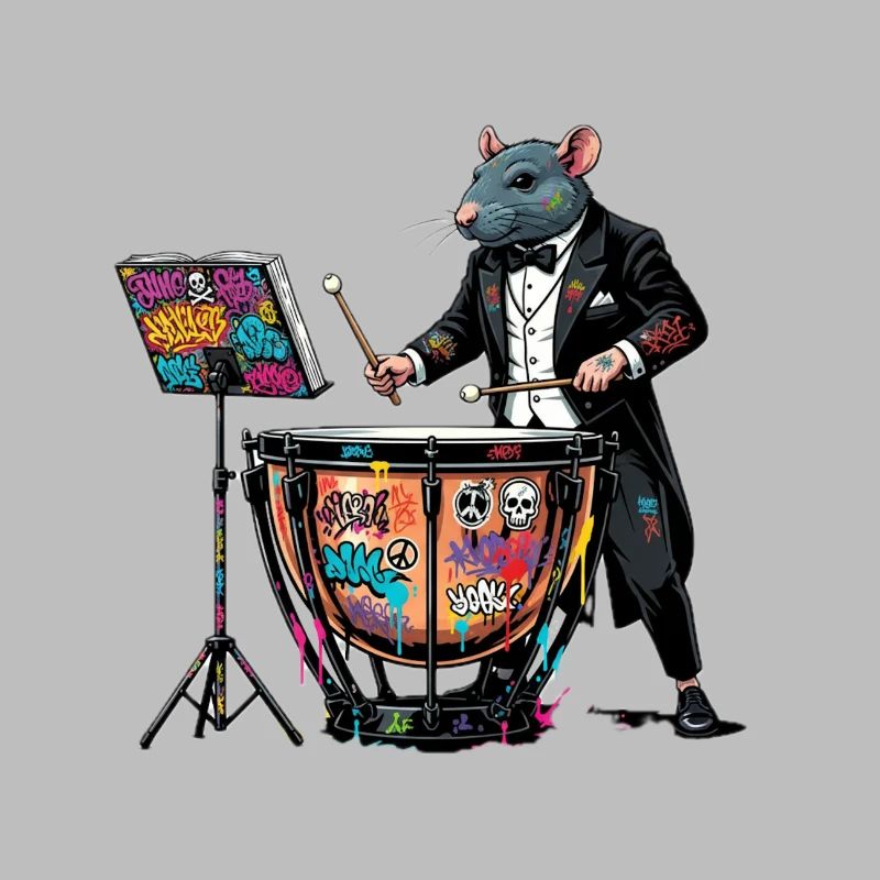 Timpani graffiti rat on drums