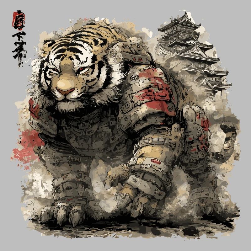 Armure de Samouraï Tigre devant le château
