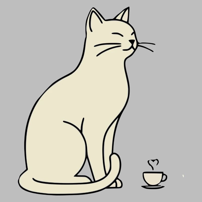 Chat Minimaliste Silhouette Cream
