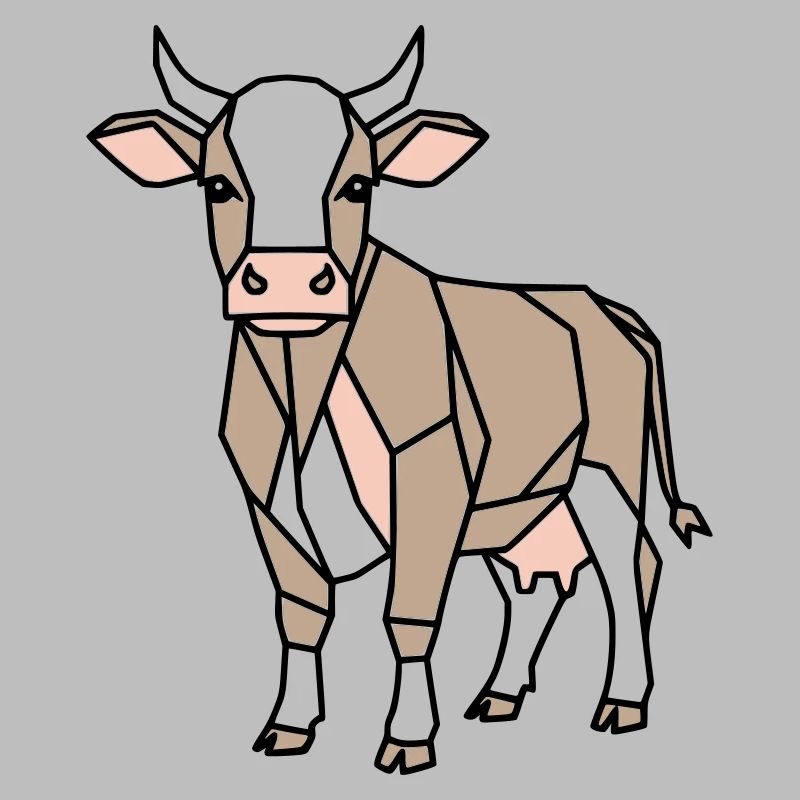 Vache géométrique Low Poly Modern