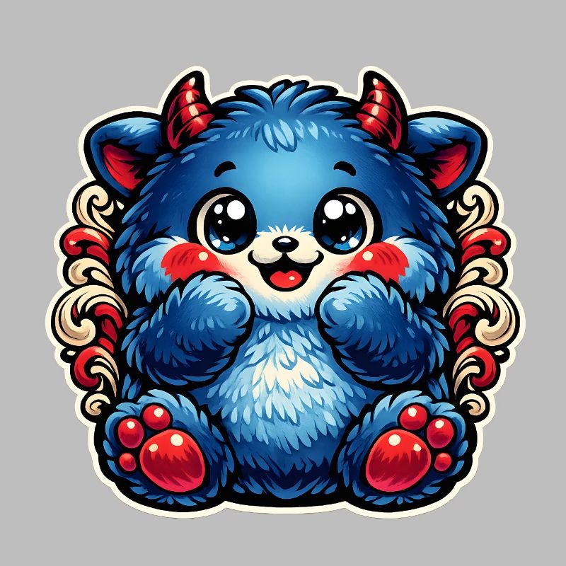 Blue cuddly panda with red paws