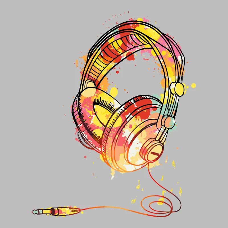 Bunte Kopfhörer-Splash-Illustration